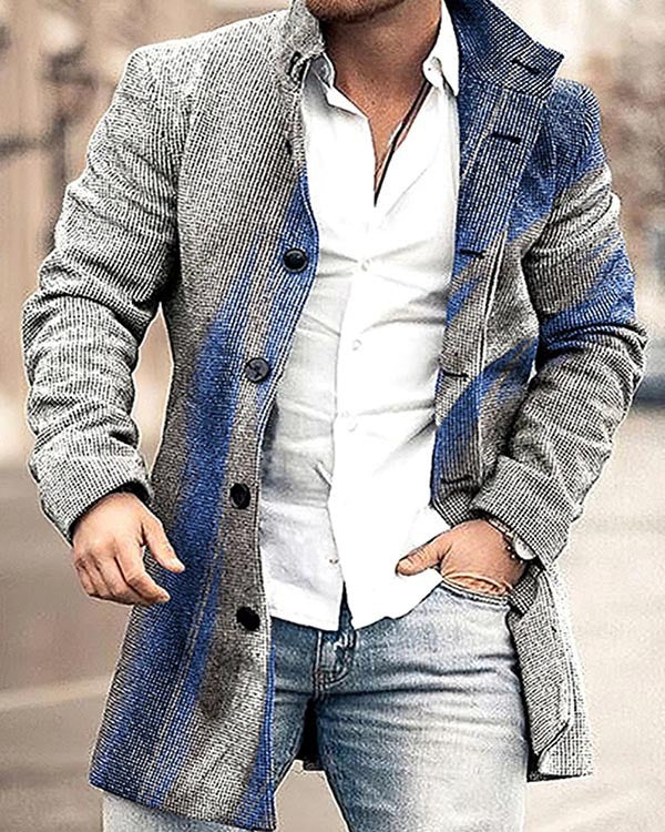 Men's High Collar Mid-length Casual Fitted Coat