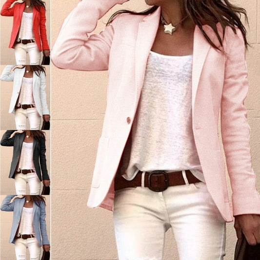 Ladies Long Sleeved Single-Button Business Casual Jacket