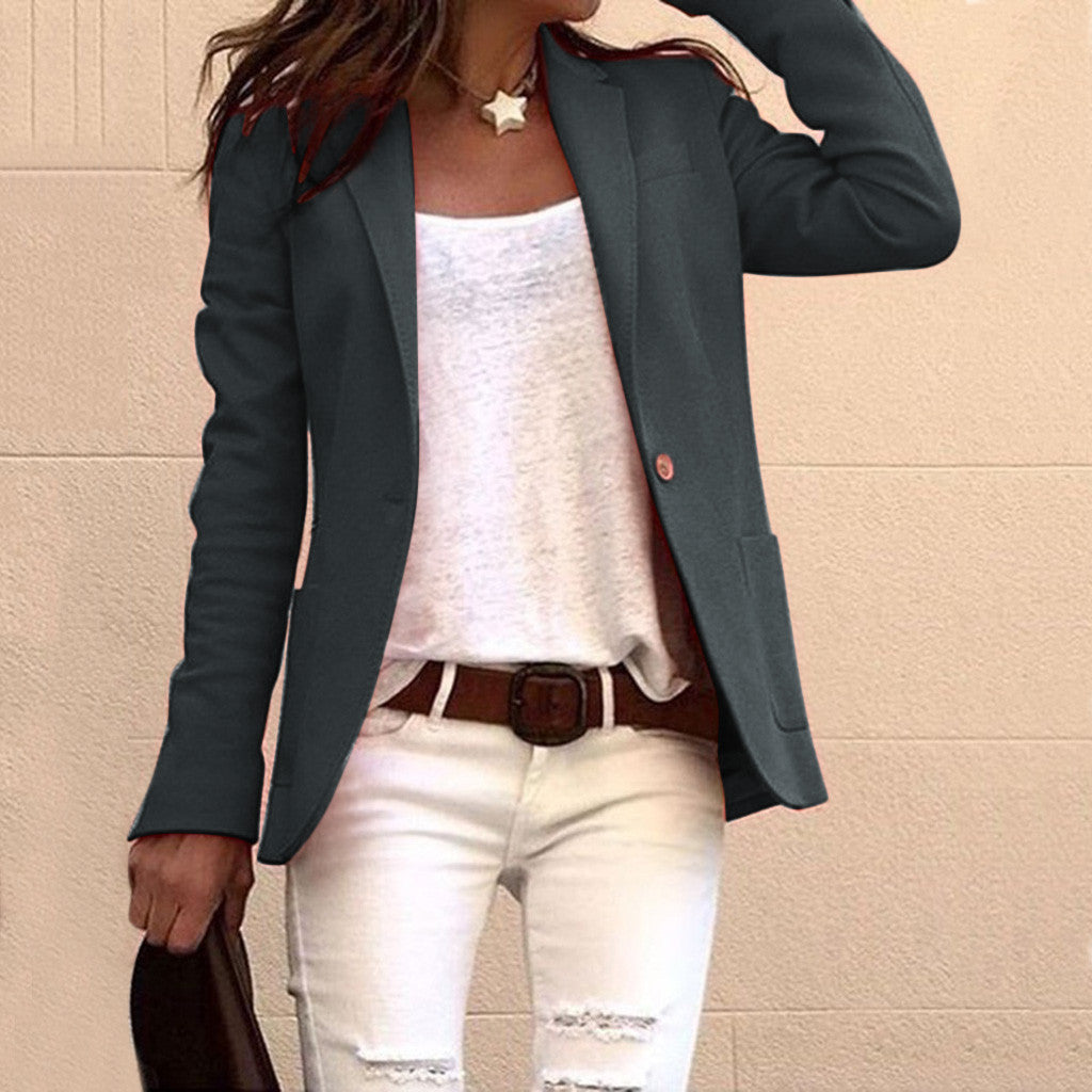 Ladies Long Sleeved Single-Button Business Casual Jacket