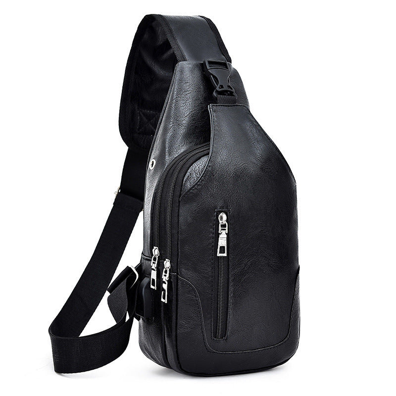 Men's Chest Bag Single Shoulder Portable Charging Messenger Bag Outdoor Sports And Leisure