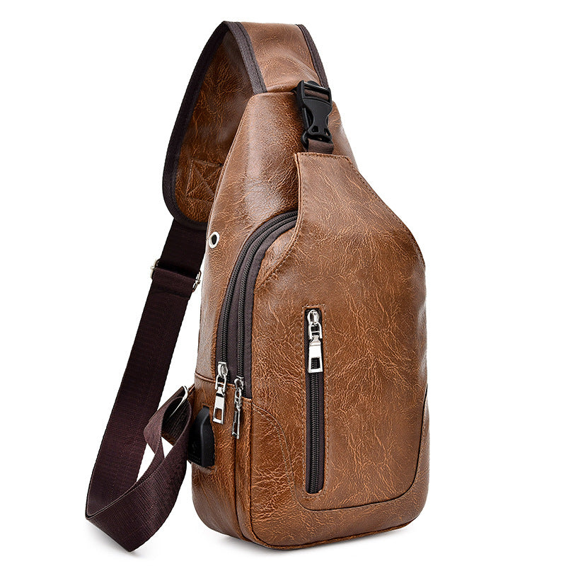 Men's Chest Bag Single Shoulder Portable Charging Messenger Bag Outdoor Sports And Leisure