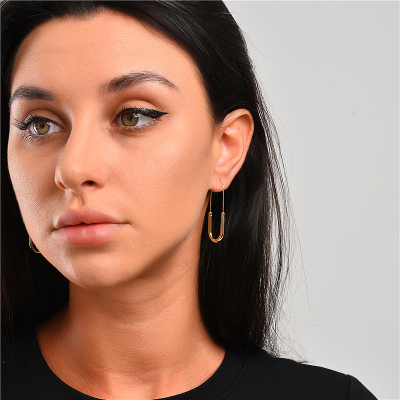 Brass Accessories U-shaped Geometric Women's Earrings