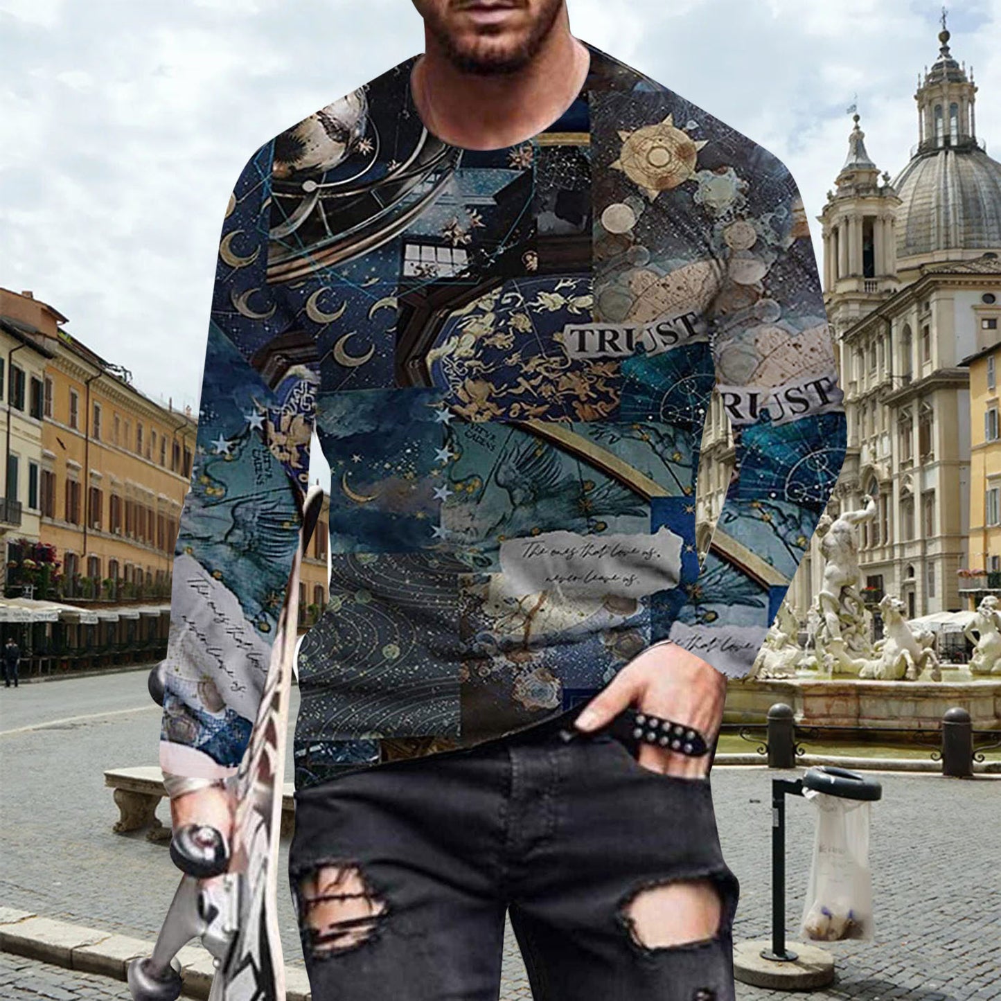 Men's Long-sleeved, Thin, Graphic T-Shirts