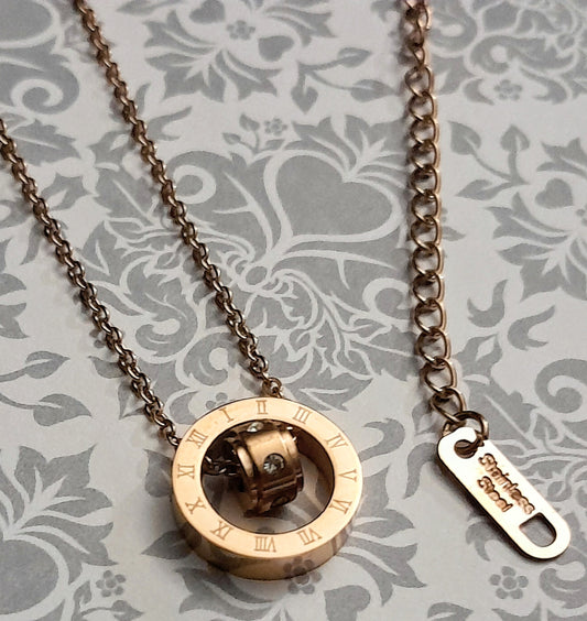 Circular Pendant Charm and Chain
