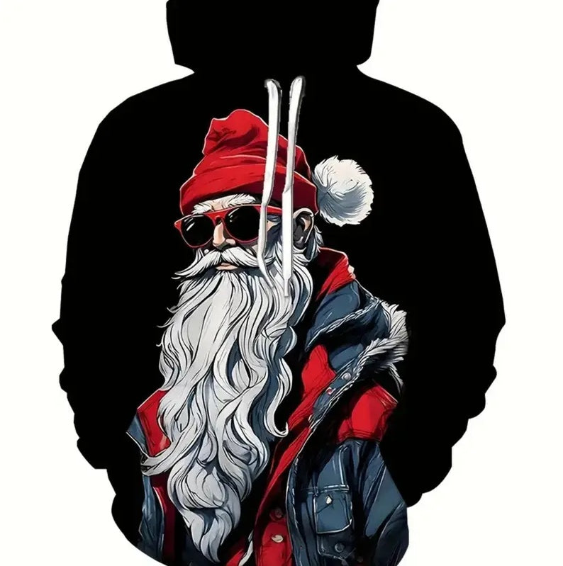 Men's Bad Ass Santa Hooded Sweatshirt