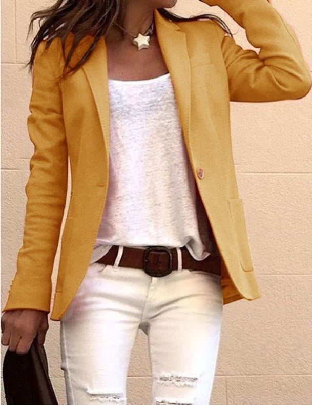 Ladies Long Sleeved Single-Button Business Casual Jacket
