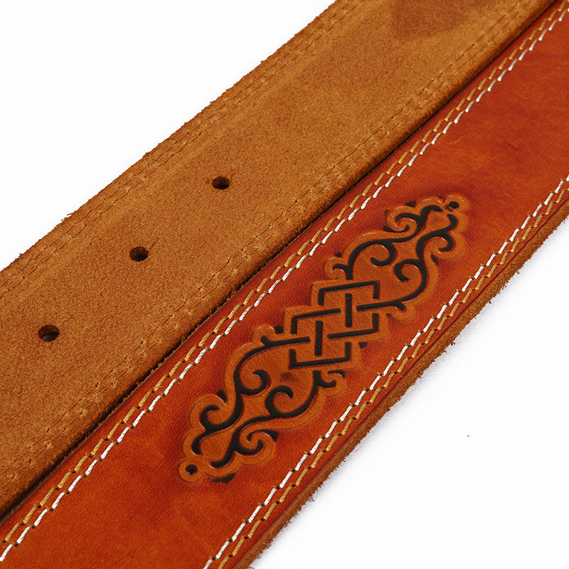 Men's Embossed Leather Belt and Buckle