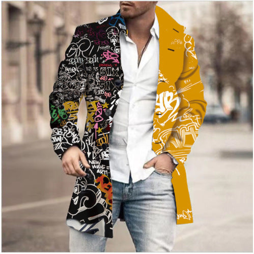 Men's High Collar Mid-length Casual Fitted Coat