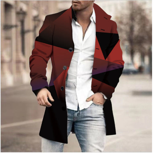 Men's High Collar Mid-length Casual Fitted Coat