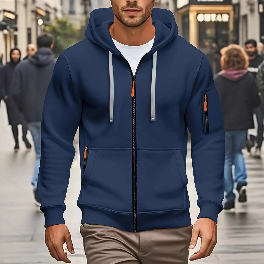 Men's Sporty Zipper Hooded Sweatshirt