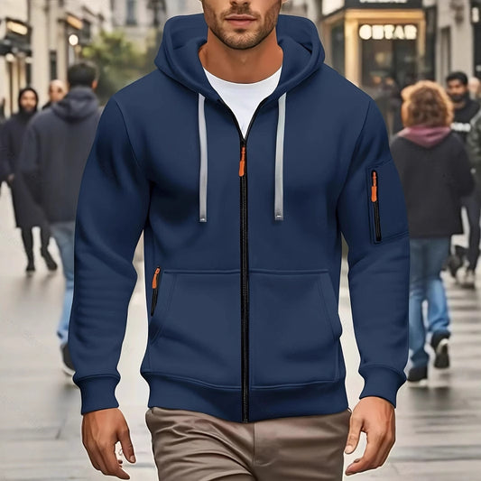 Men's Sporty Zipper Hooded Sweatshirt