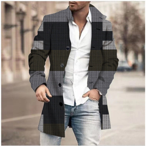 Men's High Collar Mid-length Casual Fitted Coat