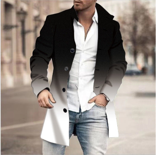 Men's High Collar Mid-length Casual Fitted Coat