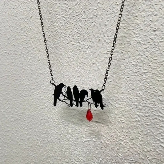 Retro Black Crow Necklace