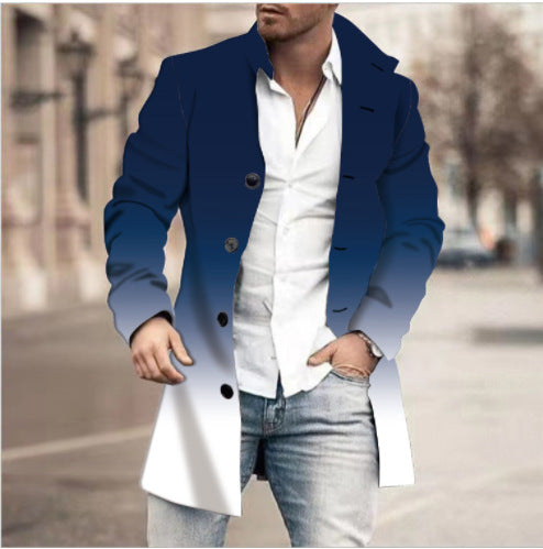 Men's High Collar Mid-length Casual Fitted Coat