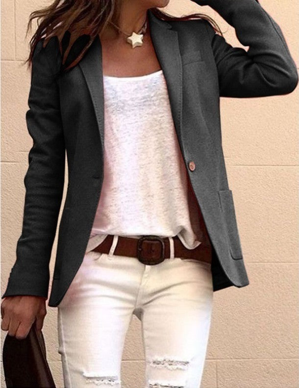 Ladies Long Sleeved Single-Button Business Casual Jacket