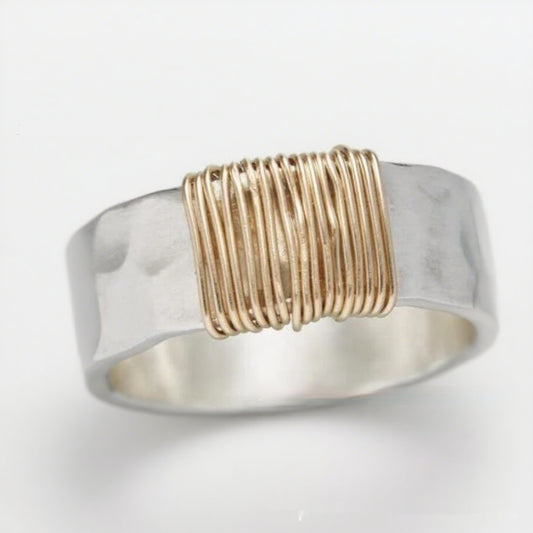 Ladies Vintage Ring Irregular Coil Simple Wide Face Ring