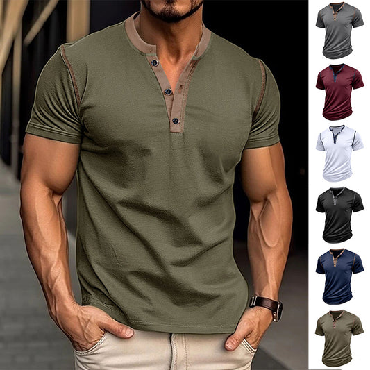 Men's Short-sleeved Polo V-neck T-shirt