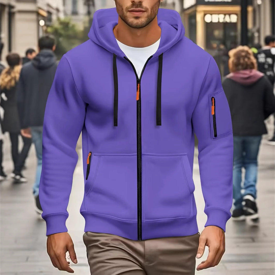 Men's Sporty Zipper Hooded Sweatshirt