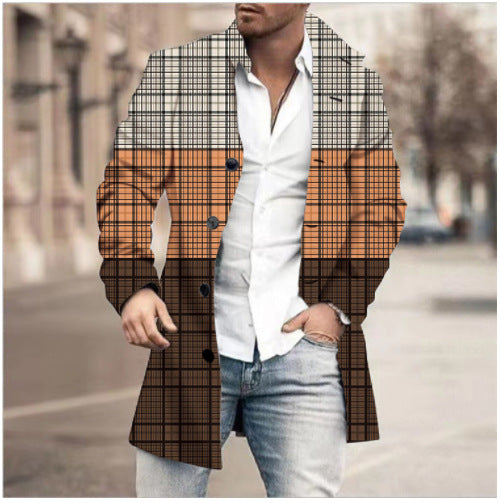 Men's High Collar Mid-length Casual Fitted Coat