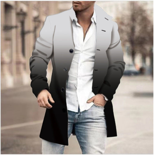 Men's High Collar Mid-length Casual Fitted Coat
