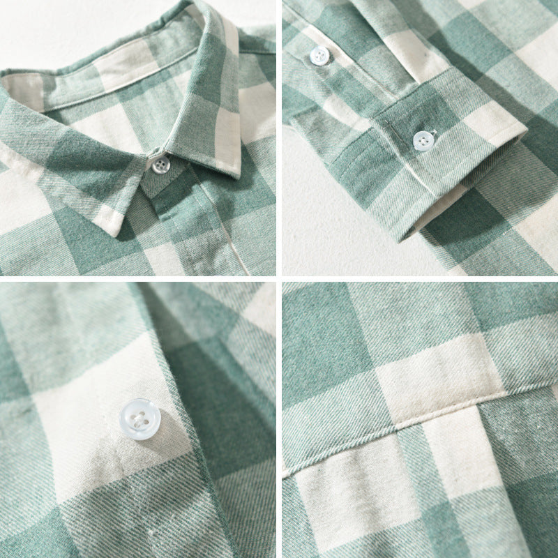 Men's Casual Long Sleeve Loose Plaid Lapel