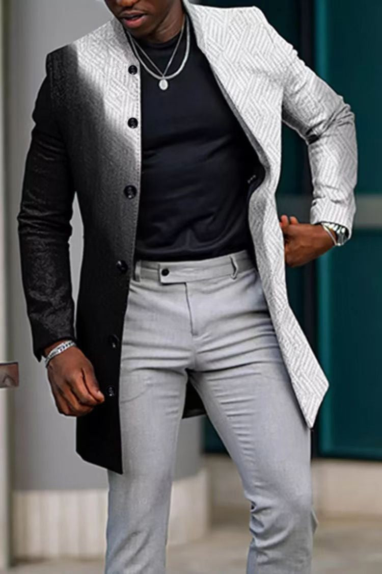 Men's High Collar Mid-length Casual Fitted Coat
