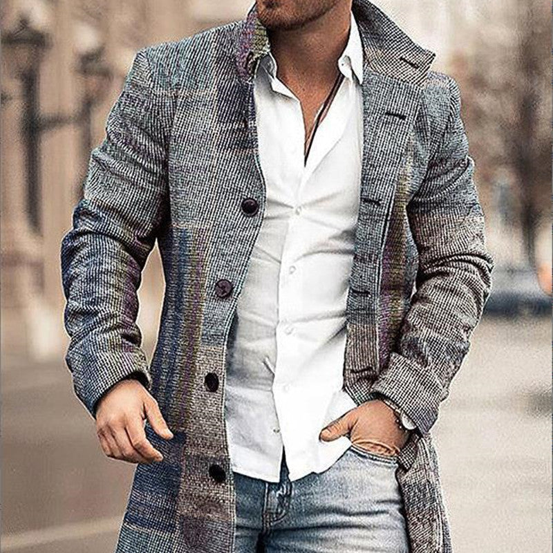Men's High Collar Mid-length Casual Fitted Coat