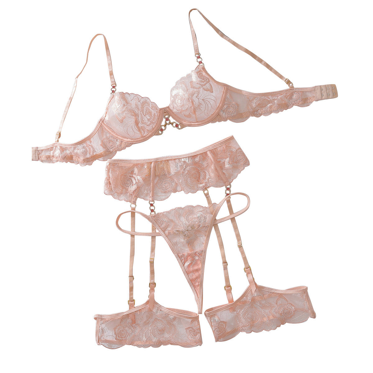 Embroidered Steel Ring Push Up Body Shaping Sexy Panty Set
