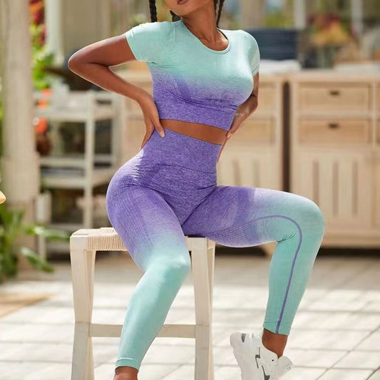 Seamless Feature Enhancing Gradient Leggings Top and Bra