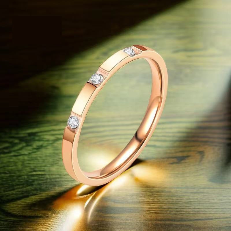 Titanium Steel Simple Bracelet Design Niche Advanced Insi Light Luxury Non-fading Diamond-studded Ring