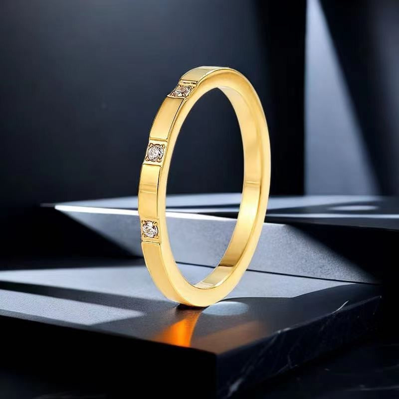Titanium Steel Simple Bracelet Design Niche Advanced Insi Light Luxury Non-fading Diamond-studded Ring