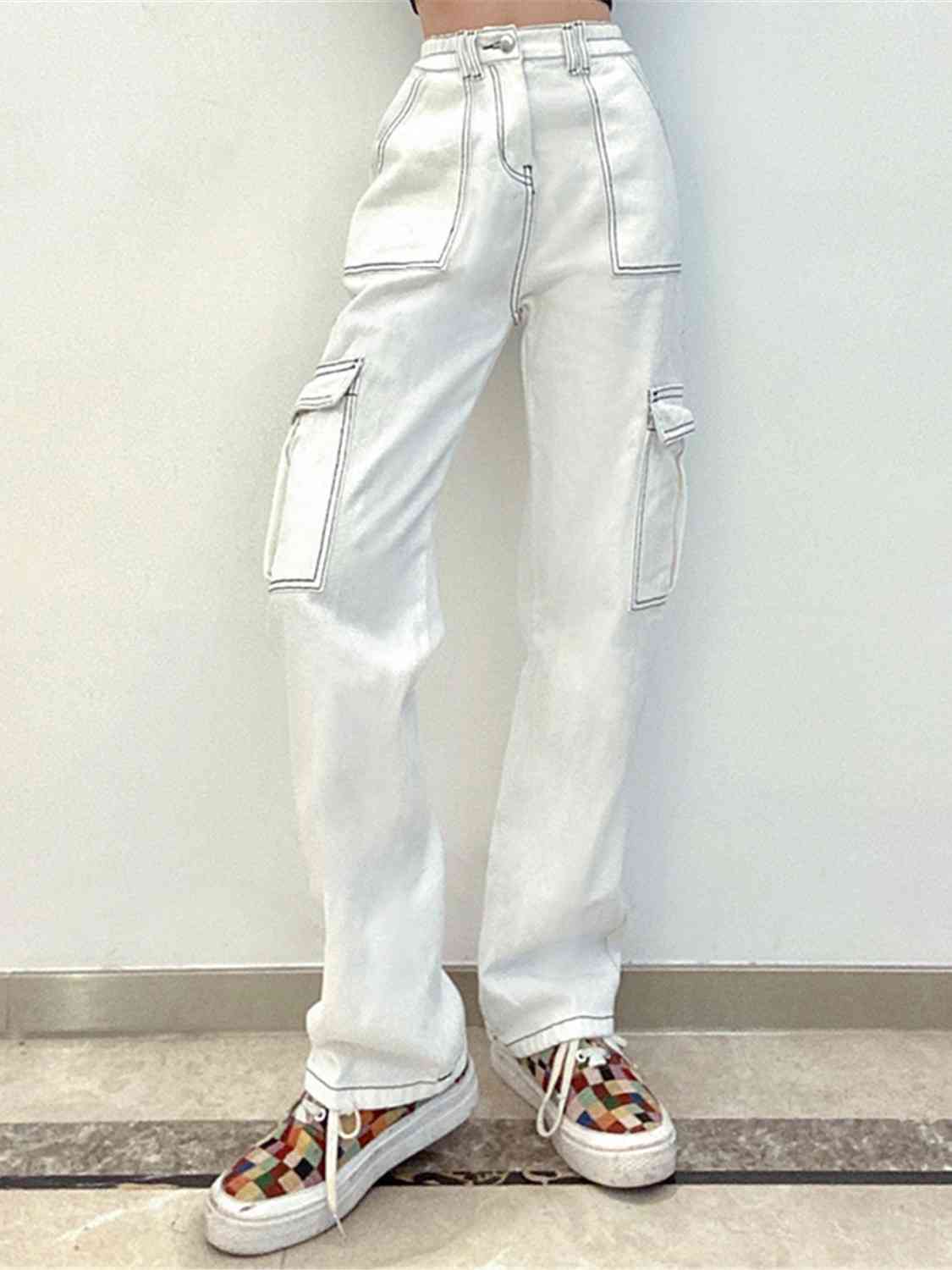 Old School Denim Loose-Fit Jeans with Side Pockets