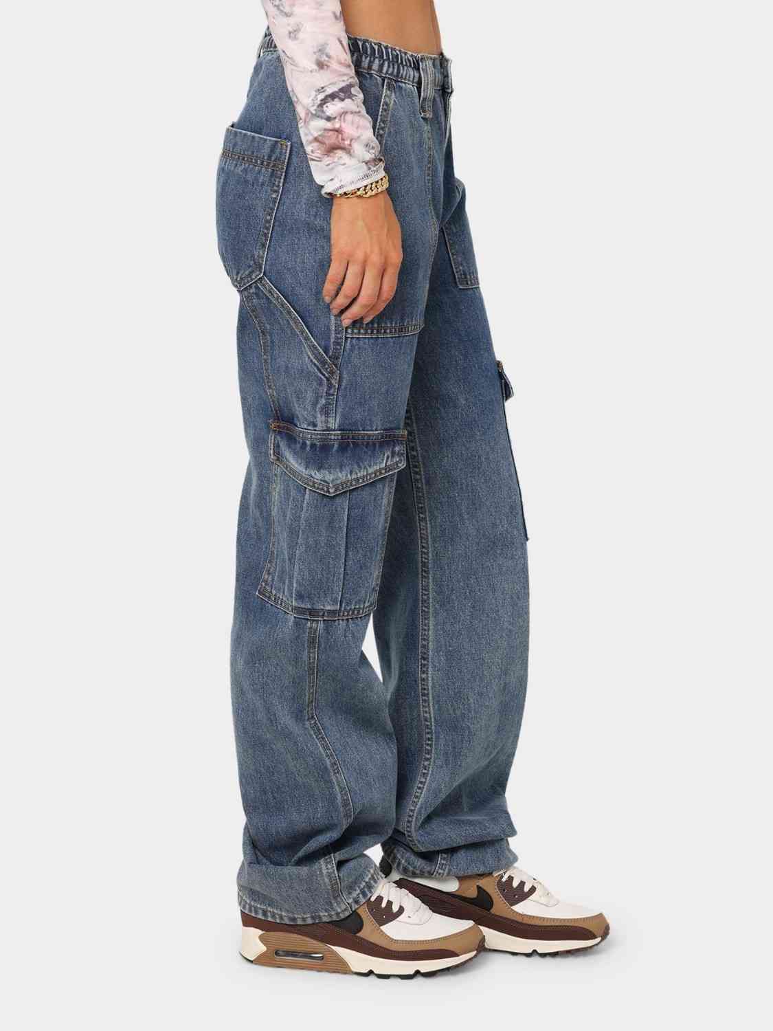 Old School Denim Loose-Fit Jeans with Side Pockets