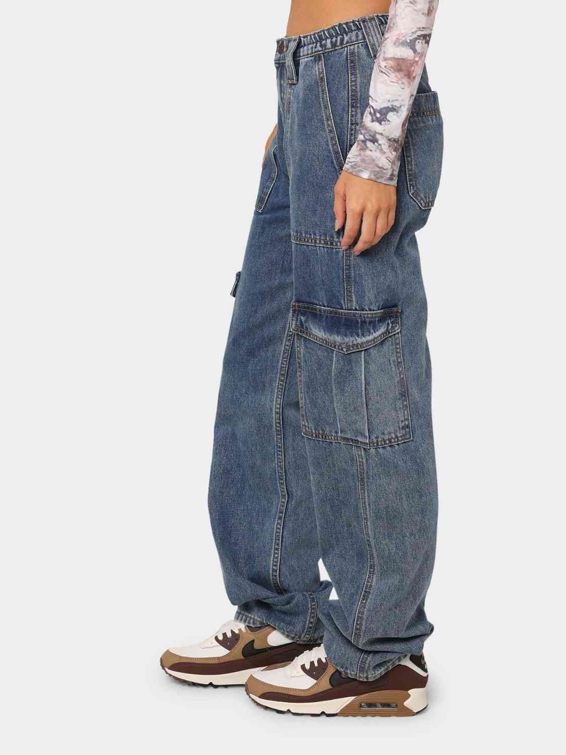 Old School Denim Loose-Fit Jeans with Side Pockets