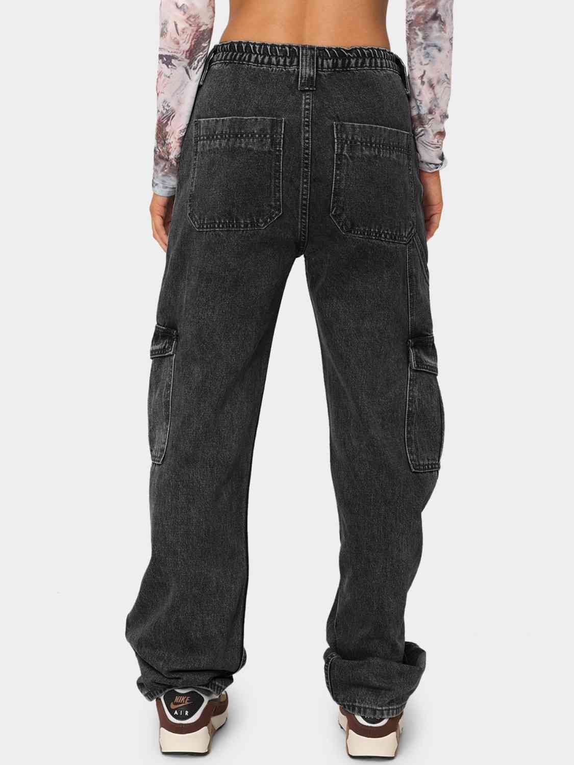 Old School Denim Loose-Fit Jeans with Side Pockets
