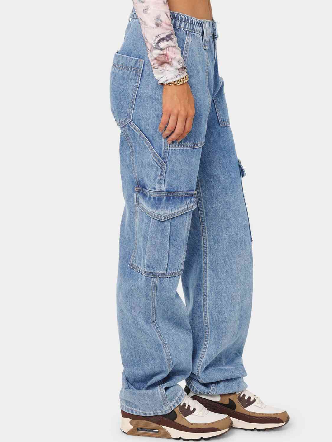 Old School Denim Loose-Fit Jeans with Side Pockets