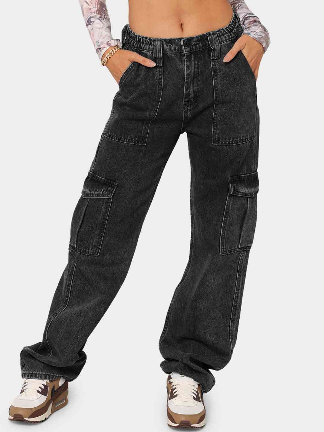 Old School Denim Loose-Fit Jeans with Side Pockets