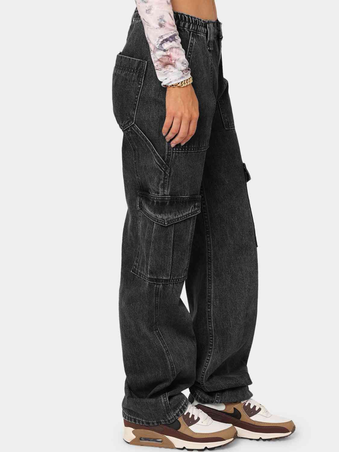 Old School Denim Loose-Fit Jeans with Side Pockets