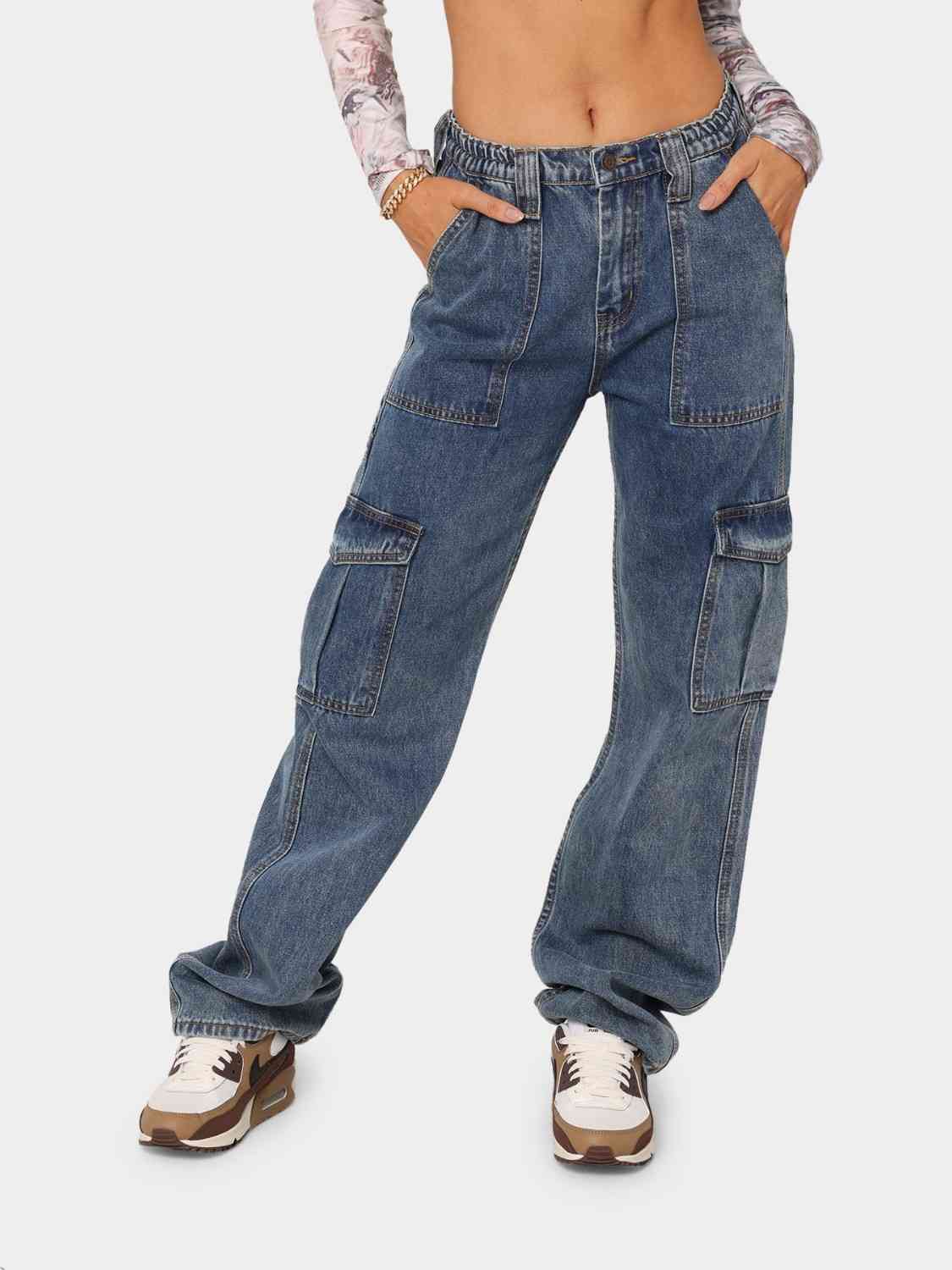 Old School Denim Loose-Fit Jeans with Side Pockets