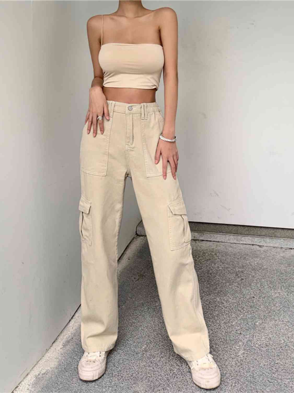 Old School Denim Loose-Fit Jeans with Side Pockets