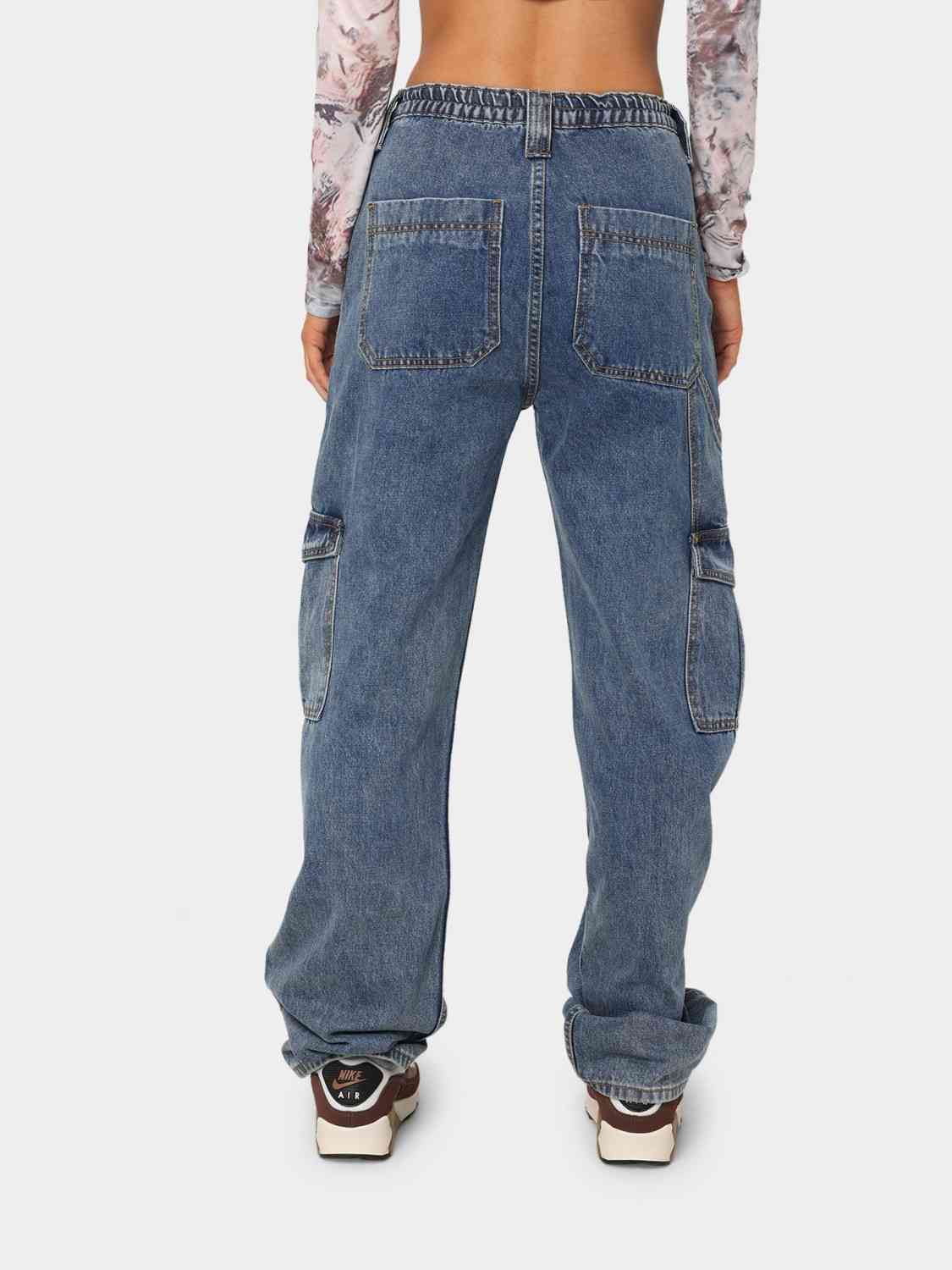 Old School Denim Loose-Fit Jeans with Side Pockets
